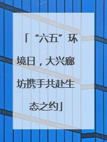 “六五”环境日，大兴廊坊携手共赴生态之约