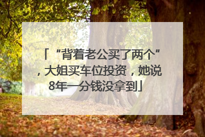 “背着老公买了两个”，大姐买车位投资，她说8年一分钱没拿到