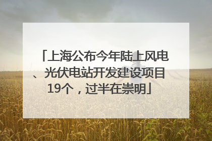 上海公布今年陆上风电、光伏电站开发建设项目19个，过半在崇明