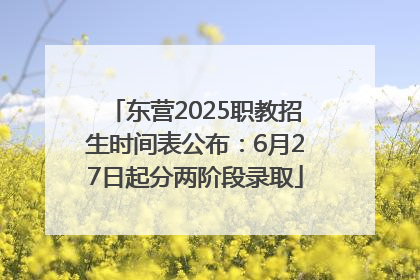东营2025职教招生时间表公布：6月27日起分两阶段录取