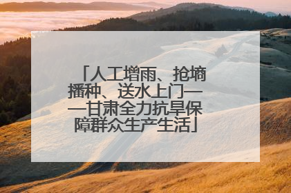 人工增雨、抢墒播种、送水上门——甘肃全力抗旱保障群众生产生活