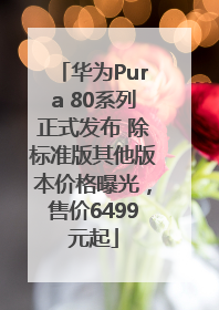 华为Pura 80系列正式发布 除标准版其他版本价格曝光，售价6499元起