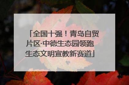 全国十强！青岛自贸片区·中德生态园领跑生态文明宣教新赛道