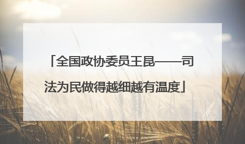 全国政协委员王昆——司法为民做得越细越有温度