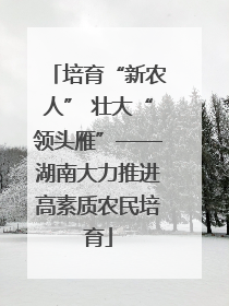 培育“新农人” 壮大“领头雁”——湖南大力推进高素质农民培育