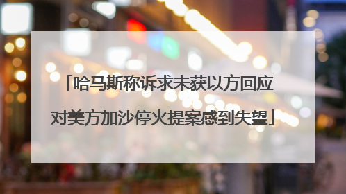 哈马斯称诉求未获以方回应 对美方加沙停火提案感到失望