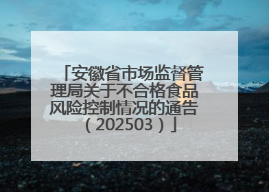 安徽省市场监督管理局关于不合格食品风险控制情况的通告（202503）