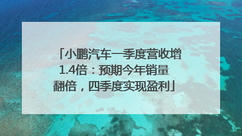 小鹏汽车一季度营收增1.4倍：预期今年销量翻倍，四季度实现盈利