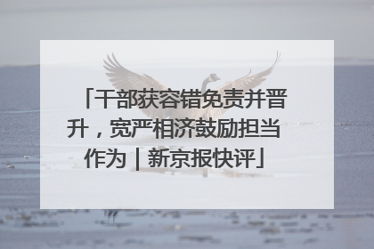 干部获容错免责并晋升，宽严相济鼓励担当作为｜新京报快评