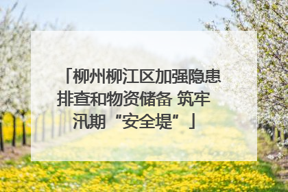 柳州柳江区加强隐患排查和物资储备 筑牢汛期“安全堤”