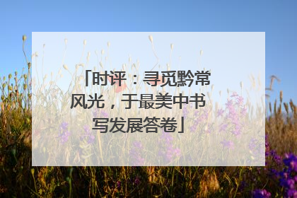时评：寻觅黔常风光，于最美中书写发展答卷