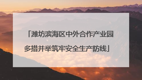 潍坊滨海区中外合作产业园多措并举筑牢安全生产防线