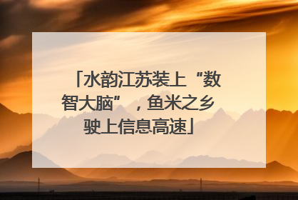 水韵江苏装上“数智大脑”，鱼米之乡驶上信息高速
