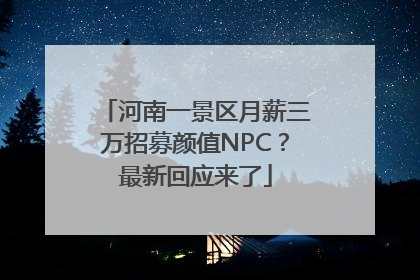 河南一景区月薪三万招募颜值NPC？最新回应来了