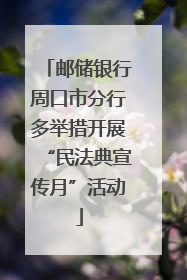 邮储银行周口市分行多举措开展“民法典宣传月”活动