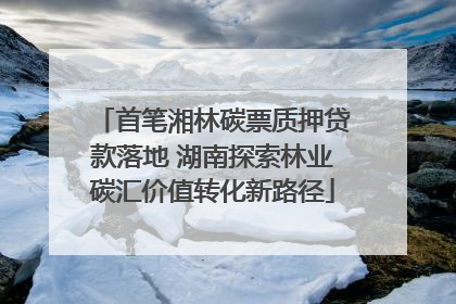 首笔湘林碳票质押贷款落地 湖南探索林业碳汇价值转化新路径