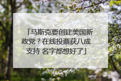 马斯克要创建美国新政党？在线投票获八成支持 名字都想好了