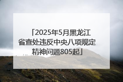 2025年5月黑龙江省查处违反中央八项规定精神问题805起