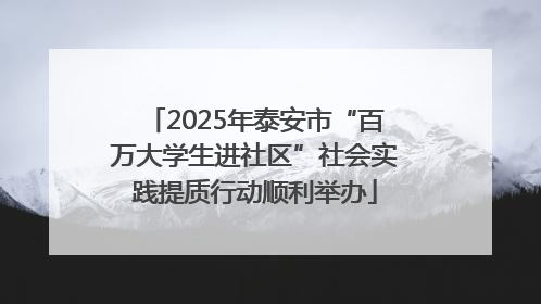 2025年泰安市“百万大学生进社区”社会实践提质行动顺利举办