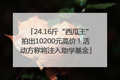 24.16斤“西瓜王”拍出10200元高价！活动方称将注入助学基金